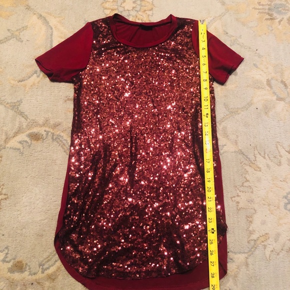 Red sequin long shirt / short dress - Picture 2 of 5
